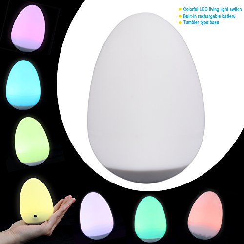 Deler Tumbler Egg Shaped 7 Colors Changing LED Baby Kid Children Rechargable Mood Lamp Outdoor Step Nights Lights Household Indoor Lighting