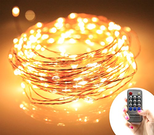 Homestarry® String lights PRO/ 40Ft /240 LED’s Warm White/Copper Wire/ Remote Control Dimmer/ Perfect for Indoor and Outdoor Environments — Remote Control Feature Easily Regulates Your Lighting – Decor Light – 100% Satisfaction Guarantee.