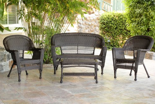 4pc Outdoor Espresso Wicker Patio Furniture Set