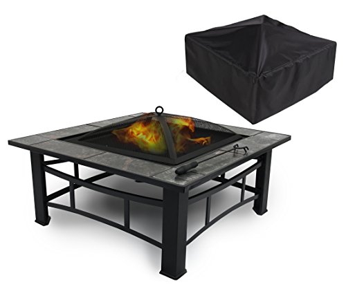 Outdoor 33″ Metal Firepit Backyard Patio Garden Bon fire heater Pit With Cover