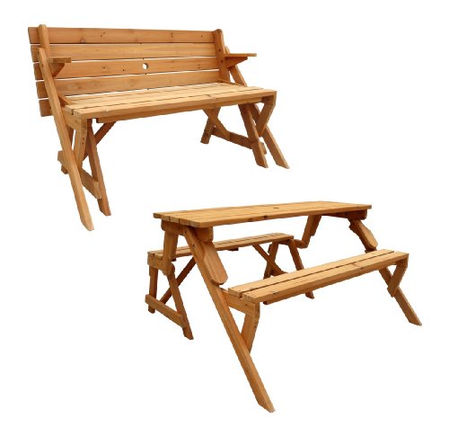 Leisure Season Folding Picnic Table and Bench, Solid Wood, Decay Resistant