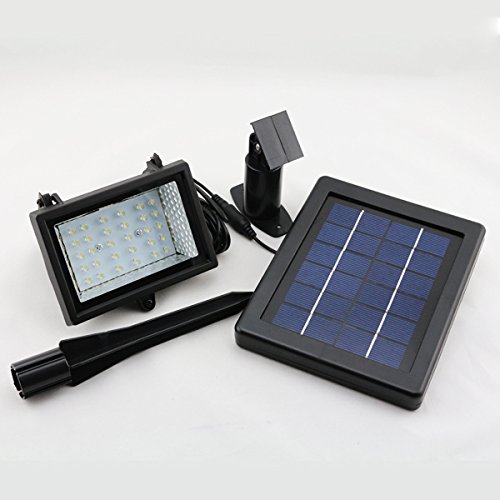 FAMI Rechargeable Waterproof Solar Powered 30 LED Spot Light White Lamp -Black Color