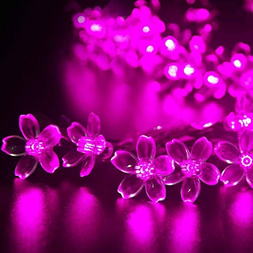 lederTEK Solar Fairy String Lights 21ft 50 LED Pink Blossom Decorative Gardens, Lawn, Patio, Christmas Trees, Weddings, Parties, Indoor and Outdoor Use (50 LED Pink)