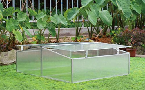 Zenport SH7005-2-ZD Double-Wide Folding Aluminum Cold Frame Greenhouse, 3.3 x 3.3 x 1.3-Feet