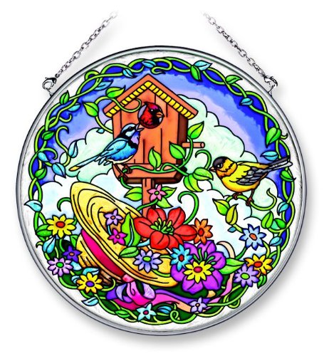 Amia 41309 Floral Birdhouse 6-1/2-Inch Circle Sun Catcher, Large