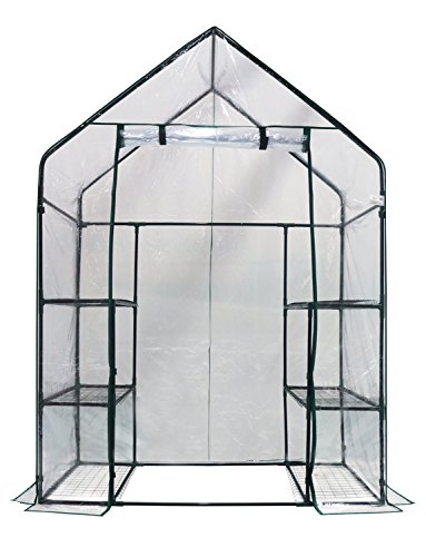 Happy Planter Walk-in 3 Tiers 6 Shelves Portable Greenhouse, 56″ x 29″ x 77″