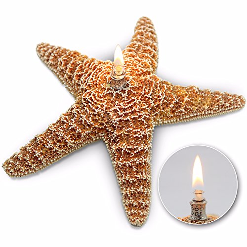 SeaThingz Candles ☼ Unique Oil Lamps made from Genuine Starfish ☼ Exquisite Interior or Outdoor Illumination To Accent Your Home Decor & Garden ☼ Decorative Lighting for All Rooms (Dining, Kitchen, Living, Bathroom, & Bedroom) ☼ Ocean Themed Novelty Lights Fantastic for Decks, Porches, & Patios ☼ Creates Ambiance or Makes Great Coastal Decor Accents ☼ Un Scented and Refillable ☼ Large 7″-9″