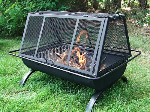 Sunnydaze Northland Outdoor Fire Pit with Cooking Grill, 35 Inch Long