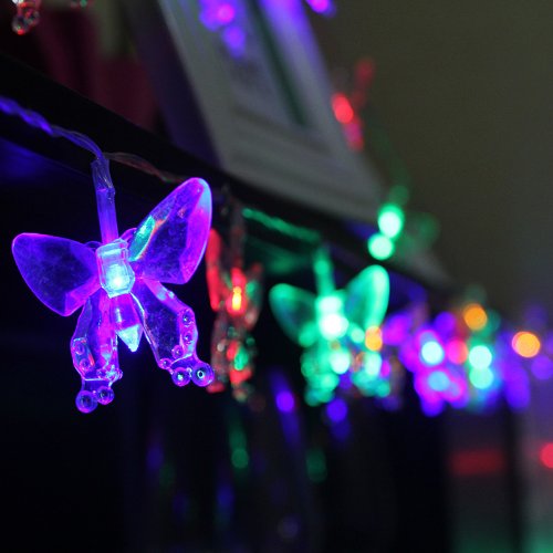 InnooTech 20 Multi Color Butterflies Outdoor String Lights Solar Powered for Garden, Patio, Porch,Christmas party