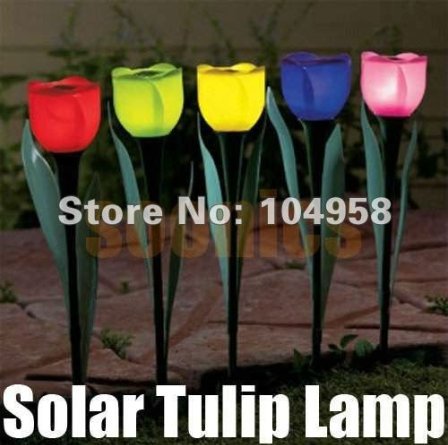 4pcs Outdoor Yard Garden Path Way Solar Power LED Tulip Landscape Flower Lamp Lights