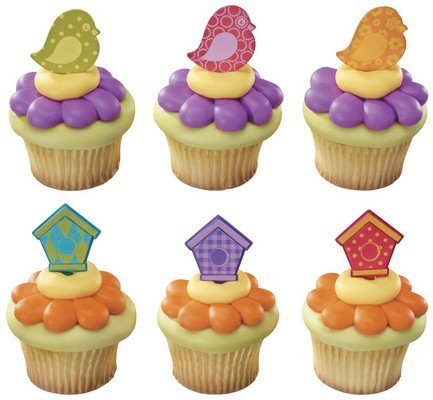 Birds & Birdhouse Cupcake Topper Picks – Set of 12