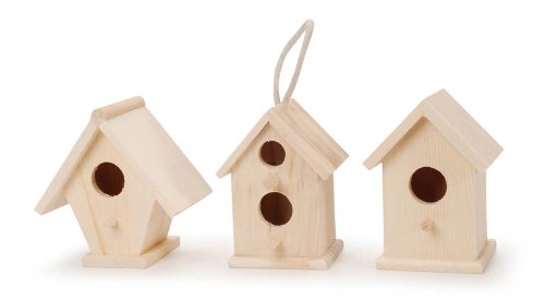 Darice 9184-70 Natural Wood Birdhouse, 4-1/2-Inch (Styles May Vary)