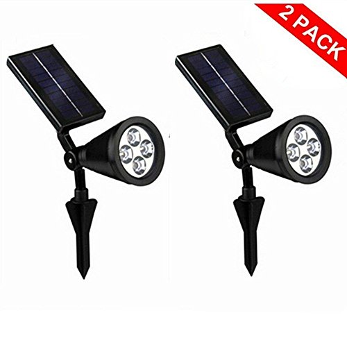 [2 Pack] OxyLED® E03 Bright Solar Light at Night/ Rechargeable Waterproof Solar Powered LED Spotlight/ Landscape Light/ Spot Light Fixture Lamp For Garden, Pool Pond Patio, Deck, Yard, Garden, Home, Driveway, Stairs, Outside Wall