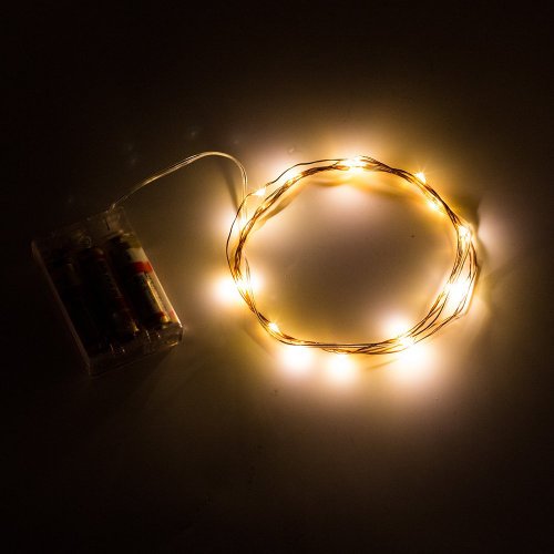KCRIUS(TM) 7.5 Ft Micro 20 LED Super Bright Warm White Color Lights Battery Operated on Ultra Thin String Wire(3 AA Batteries Not Included)