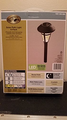 Hampton Bay Solar Pathway Lights 6-pack Bronze Finish