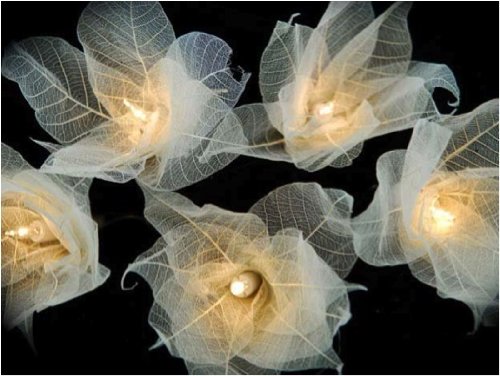Natural Cream Flower Leaf String Lights 9-foot Long UL listed