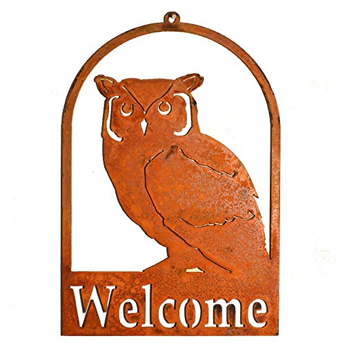 Elegant Garden Design Screech Owl Roundtop Welcome, Rusty Patina