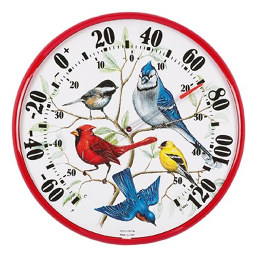 AcuRite 01581 12.5-Inch Wall Thermometer, Songbirds