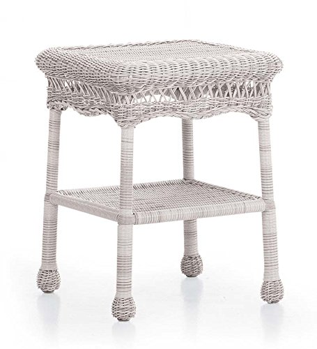 Easy Care Resin Wicker End Table, in White