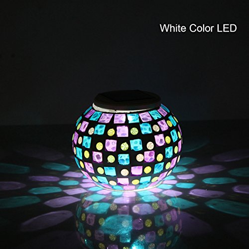 Hallomall™ Solar Powered Mosaic Glass Ball Garden Lights, Color Changing Solar Lawn/courtyard Light,waterproof Solar Outdoor Lights for Parties Decorations, Christmas (Table Lamp)