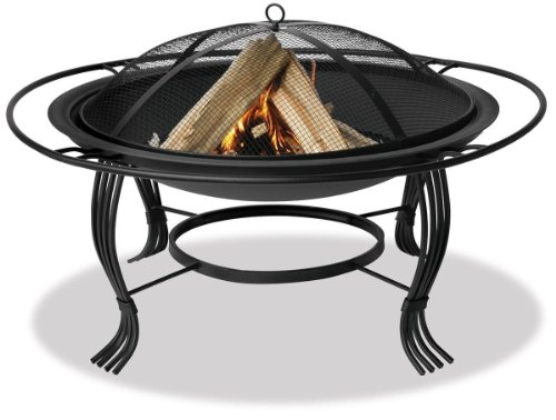 Uniflame WAD1050SP 34.6-Inch Diameter Black Firepit with Outer Ring