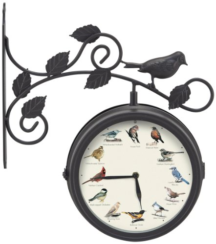 Mark Feldstein & Associates Decorative Outdoor Bird Clock and Weather Thermometer