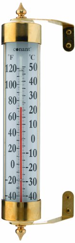 CONANT T16LFB Vermont Grande View Thermometer, Living Finish Brass