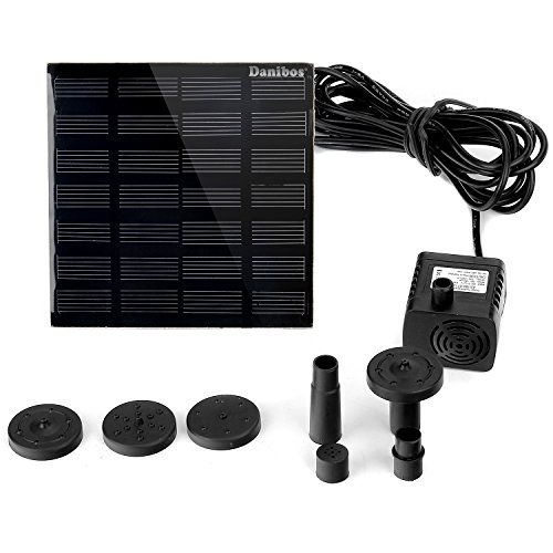 Danibos Solar Power Panel Kit Water Pump for Garden Pond Fountain Pool (1.2w solar pump)