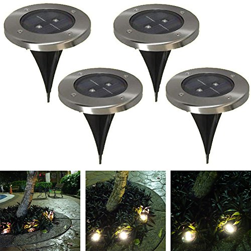 LUNE 2X Solar Ground Light 4-Pack, for Garden Landscape Lighting, Pathway, Stairway