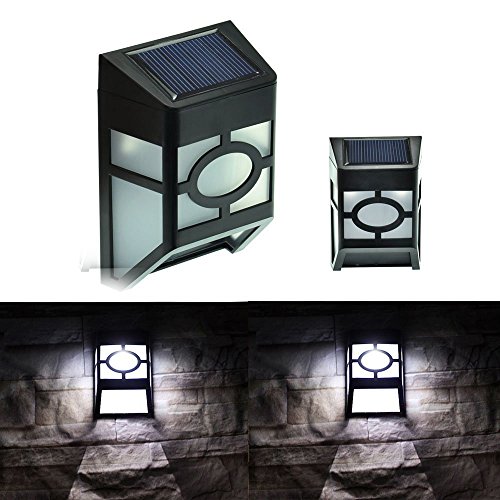 Solar LED Light , Linkertech Newest Waterproof Solar Powered Rechargable Automatically Wall Light New Outdoor Garden Landscaping Sun Power Solar Powered Darkness Automatic Light Gutter House Garage Fence Yard LED Lamp Wall Roof Shed Pathway Walkways Stairs Lamp Lighting Accessories (S-2 LED)