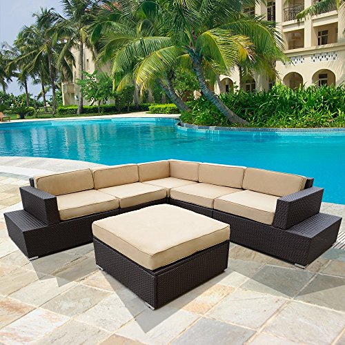 OUTT® 6pcs Outdoor Patio Rattan Sofa Wicker Sectional Furniture Sofa Set