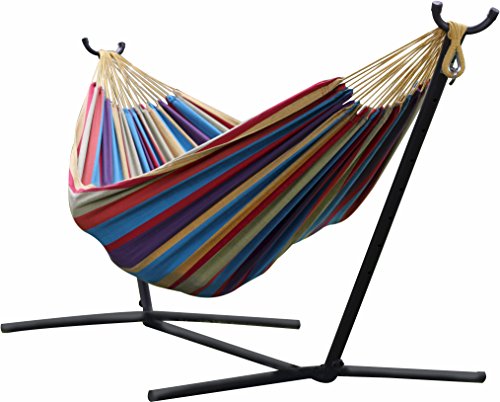 Double Hammock with Space-Saving Steel Stand – Tropical