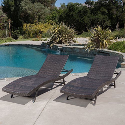 Eliana Outdoor Brown Wicker Chaise Lounge Chairs (Set of 2) | Landscape