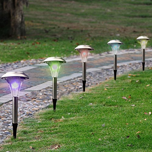 Solar Garden Path Lights- 8 Pack, Color Changing, LED Landscape Lights