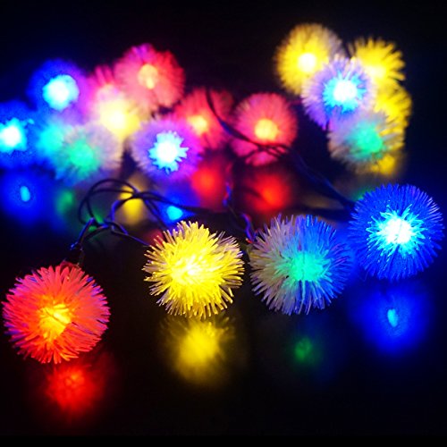 LED SopoTek 4.8m 20 LED Solar Outdoor String Fairy Lights Chuzzle Ball Solar Powered Outdoor String Lights Garden Camping Patio Party Christmas (20LED Multi-Color)