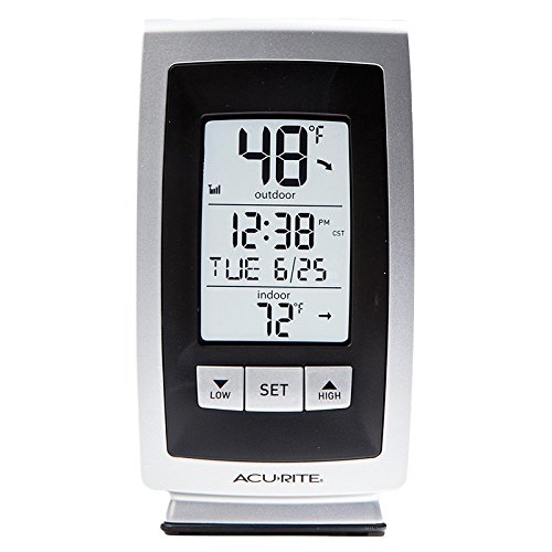 AcuRite Digital Indoor/Outdoor Thermometer with Intelli-Time Clock (Silver/Gray)