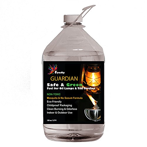Firefly Safe & Green Fuel with Guardian Wards off Mosquitoes – 1 Gallon – Odorless and Smokeless Burning – Use in Tiki Torches, Oil Lamps & Lanterns