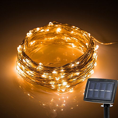 {New Version Solar Powered} 150 Led 72 Feet String Lights Starry Copper Wire Lights, Solar Fairy String Lights Ambiance Lighting for Outdoor, Gardens, Homes, Christmas Party– 2 Modes (Steady on / Flash) (warm white, TD-615)