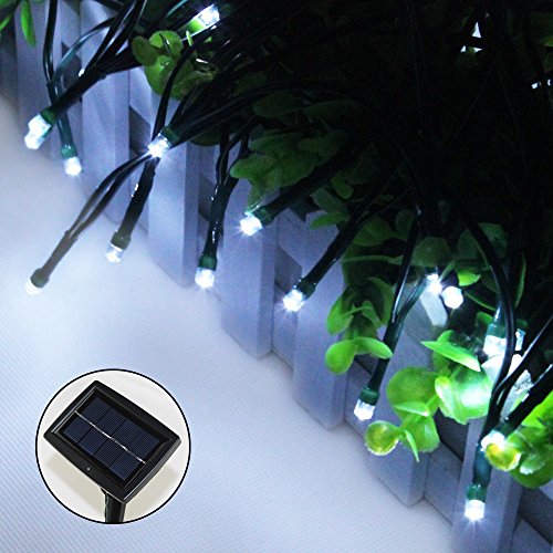 Esco-Lite 200 LED Solar Power Rope Fairy String Lights White Garden