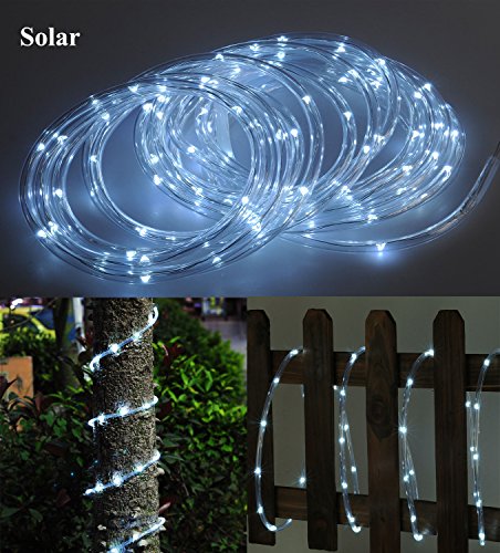 Solar Rope Tube 100 LED Starry String Garden Light 17 feet long total length (Pure white), waterproof for Outdoor, Patio, Gardens, Homes, Christmas, Party,etc