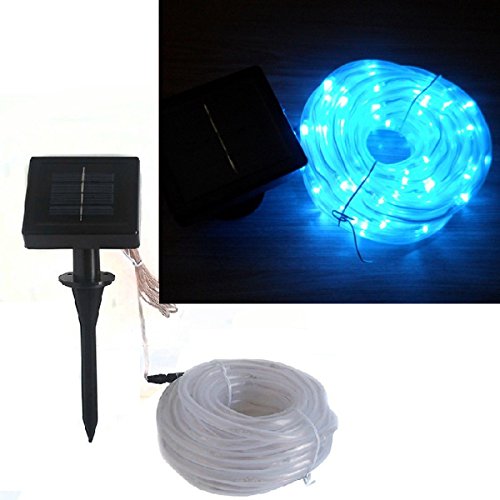 Hkbayi 5m 50leds tube string Garden party Waterproof Solar Power Led Rope light Fairy outdoor light Swim Pool Driveway (blue)