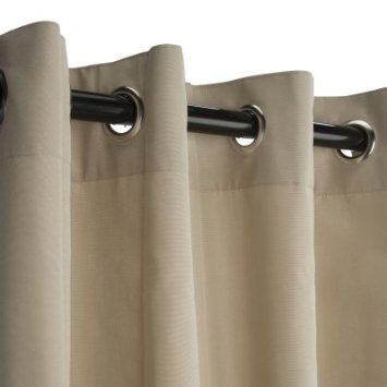 Sunbrella Outdoor Curtain Panel with Nickel Grommet Top for Your Patio, Porch, Gazebo, Pergola or Breezway – Antique Beige, 50 X 96 Inch