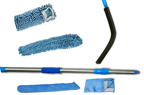 NEW PRODUCT for Dusting and Cleaning That Can Be Used Wet or Dry. The Set Includes 2 Wet or Dry Microfiber Dusters Cleaners, a Flexible, Bendable and Extendable Wand and Our Telescoping Threaded Stainless Steel Extension Pole That Attaches to the Wand. Covered By the Sleeves, the Wand Is 22 Inches Long. Add the Telescoping 4 Foot Pole and Your Arm Length to Reach High Places. See the Picture. The Dense Fluffy Chenille Blue Cleaning Duster Sleeve and the Slim Light Blue Duster Sleeve Are Interchangeale to Accomodate Your Dusting and Cleaning Needs. Excellent for Cleaning & Dusting Blinds, Ceiling Fan, Cars and Floors, and for Removing Cobwebs. Because They Are Microfiber, They Work Better Than Cloth, Brush or Feather Dusters As They Do Not Shed, Are Non Allergenic. Our Dusters Saves YOU Money Because They Are Hand or Machine Washable and Reusable so No Refills Are Needed. Thus You Have No Paper Towels to Toss. A Tips, Use and Care Information Sheet Is Included. Offered and Sold Only By Everything Wedding and Beyond with a 100% Satisfaction Guaranteed.