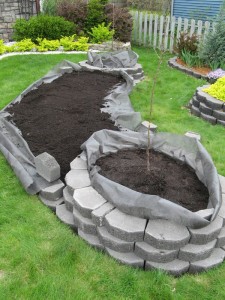 garden bed with retaining wall stone