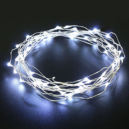 [Waterproof]1byone 5m 16ft 50 LEDS Super Bright White Starry string Lights with AA Battery Operated Ultra Thin String Wire, easy Switch the on/off, used in indoor/outdoor with any parties, mason jar,night reading,lighting,ect. Creating various shapes what you need!