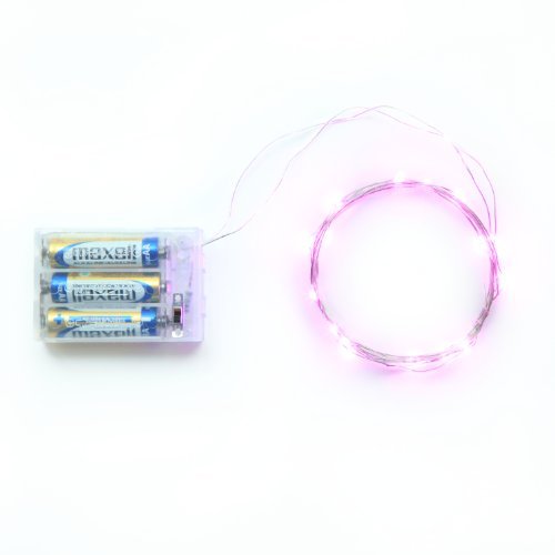 Rtgs Micro LED 20 Super Bright Pink Color Lights Battery Operated on 7 Ft Long with 4 inch Spacing Silver Color Ultra Thin String Wire [NEWEST VERSION] + 100% RTGS Products Satisfaction Guarantee