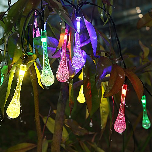 Solar Outdoor String Lights,20 Led Icicle Globe,Patio Light for Garden,Christmas,Wedding,Party, Xmas,Indoor,Path,Proch(Multi Color)