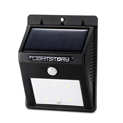 LIGHTSTORY® Solar Sensor Light Motion Detector 6 LEDs (CH-LSL002,900 mAh Battery, 10 ft Detection Range, 12 hr Runtime)