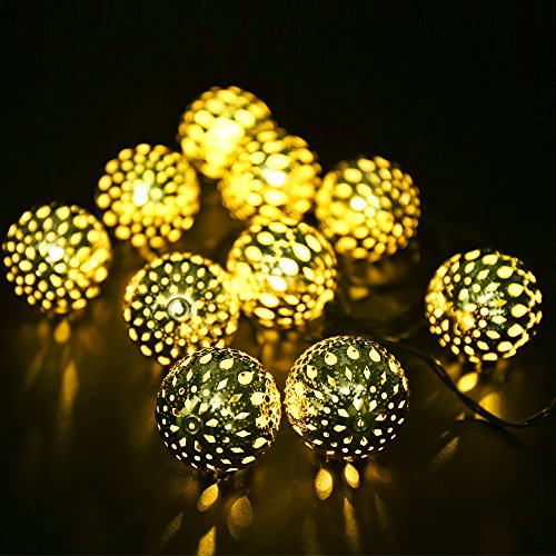 Liferit Globe String Lights Solar Fairy String Light Ideal for Outdoor Christmas Wedding Parties Patio Gardens Bedroom Path Landscape 10led -Warm White