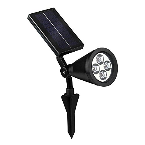 Senbowe™Upgrade 2 in 1 installation Waterproof 4 LED Solar Outdoor Wall Light/ In-ground Lights, 180 angle Adjustable, Solar Spotlights, Solar Security Light, Path Lights, Landscape Light,Solar Outdoor Lights,Solar Flag Pole Light,Solar Wall Lights for Tree, Patio, Deck, Yard, Garden, Driveway, Stairs, Pool Area, Etc.(Black)